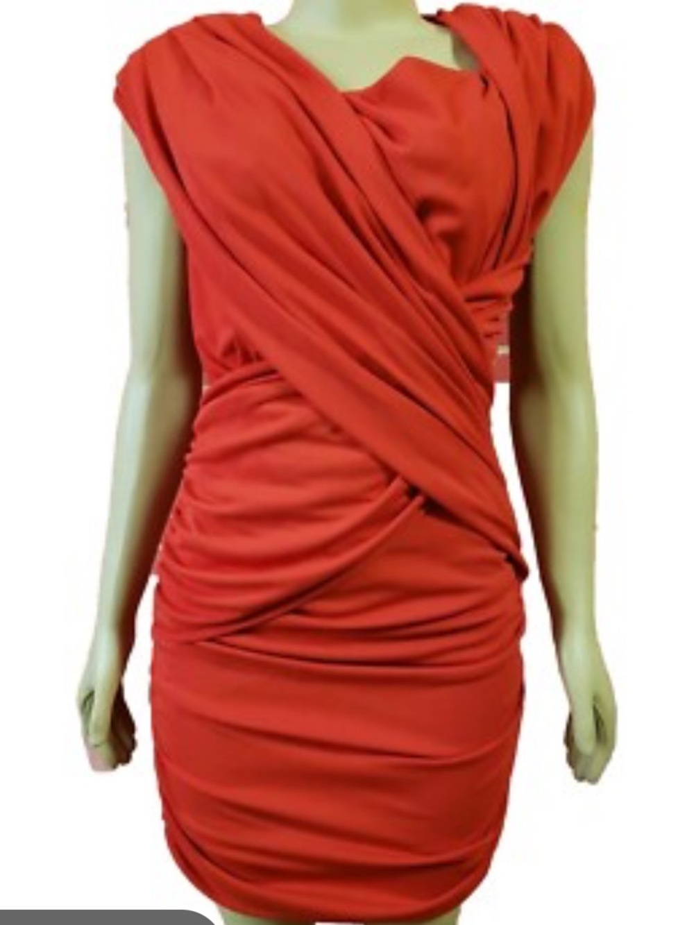 Miss Sixty Vibrant Red Ruched Wrap Midi Dress
